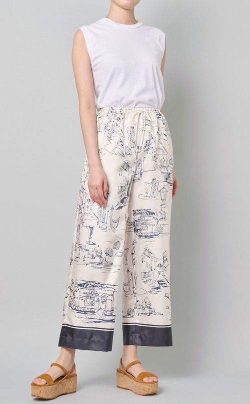 プリントストレートイージーパンツ