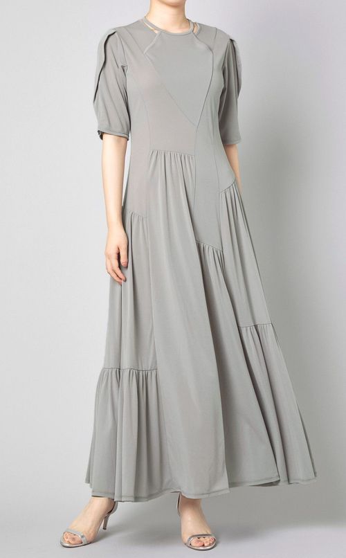 ランダムギャザージャージードレス