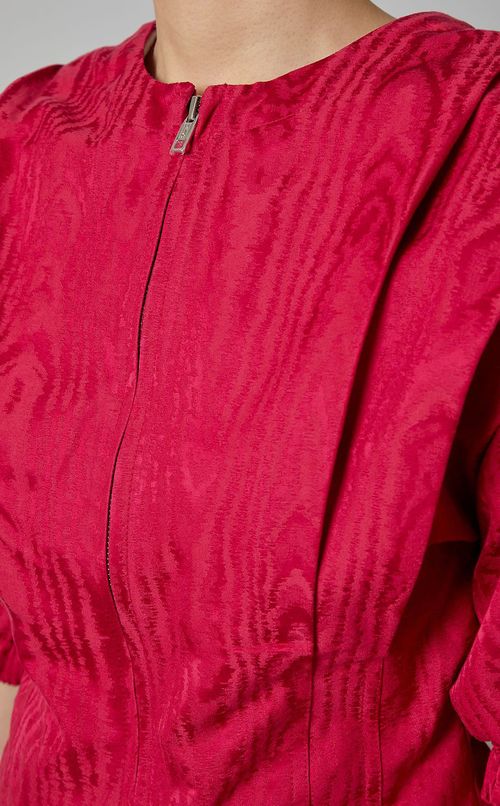 ノーカラージップアップギャザーブラウス