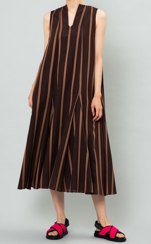 コットンリネンストライプワンピース