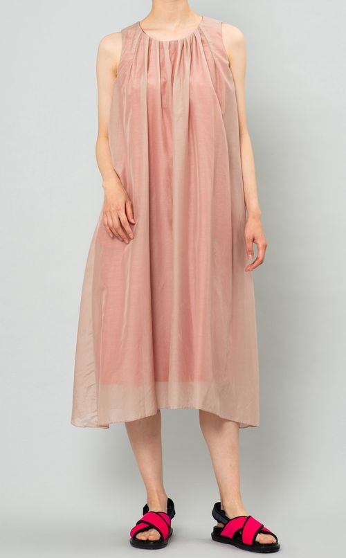 コットンシルクギャザーワンピース