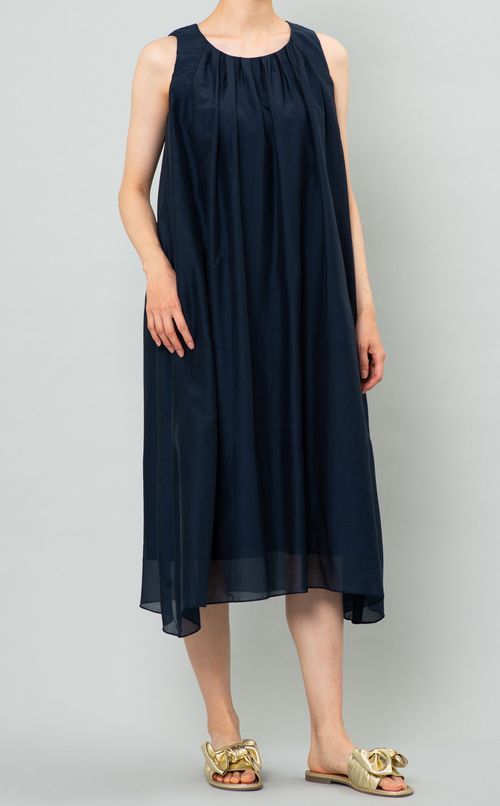 コットンシルクギャザーワンピース