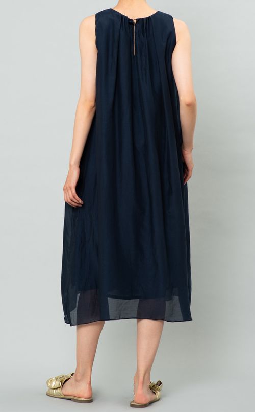 コットンシルクギャザーワンピース