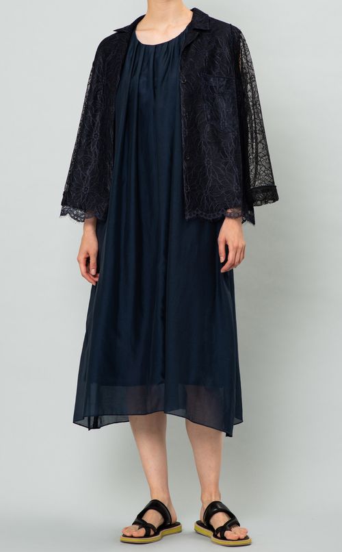 コットンシルクギャザーワンピース