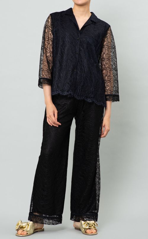 フラワーレースパジャマシャツ