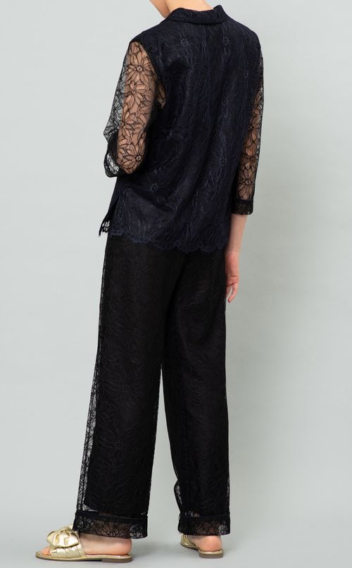 フラワーレースパジャマシャツ