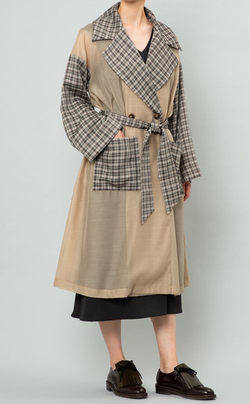 コンビチェックガウンコート