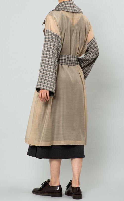 コンビチェックガウンコート