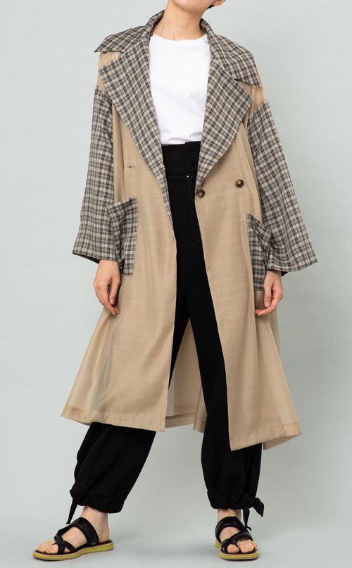 コンビチェックガウンコート
