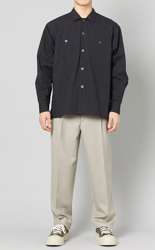 コットンシルクワークシャツ