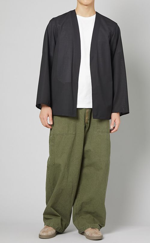 ノーカラーカーディガンシャツ