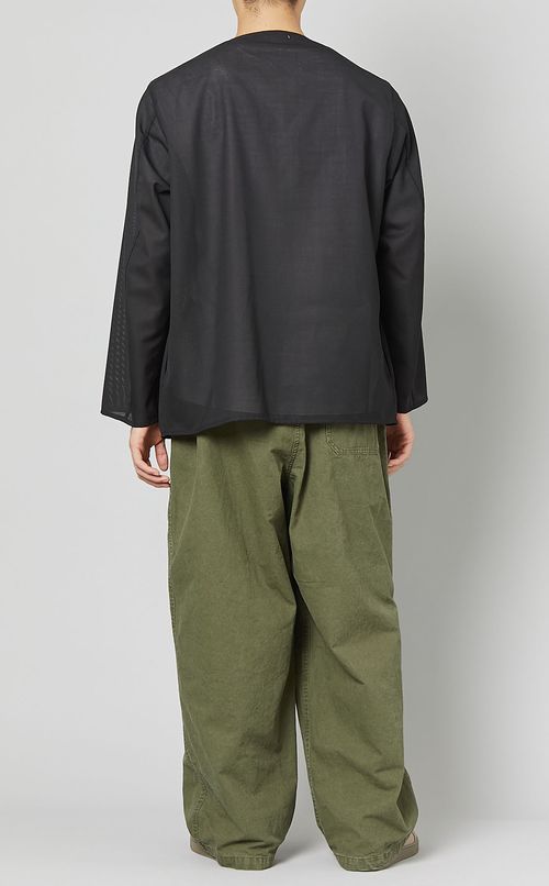 ノーカラーカーディガンシャツ