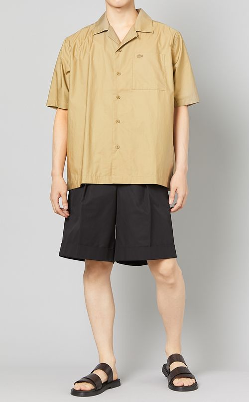 コットンオープンネックシャツ