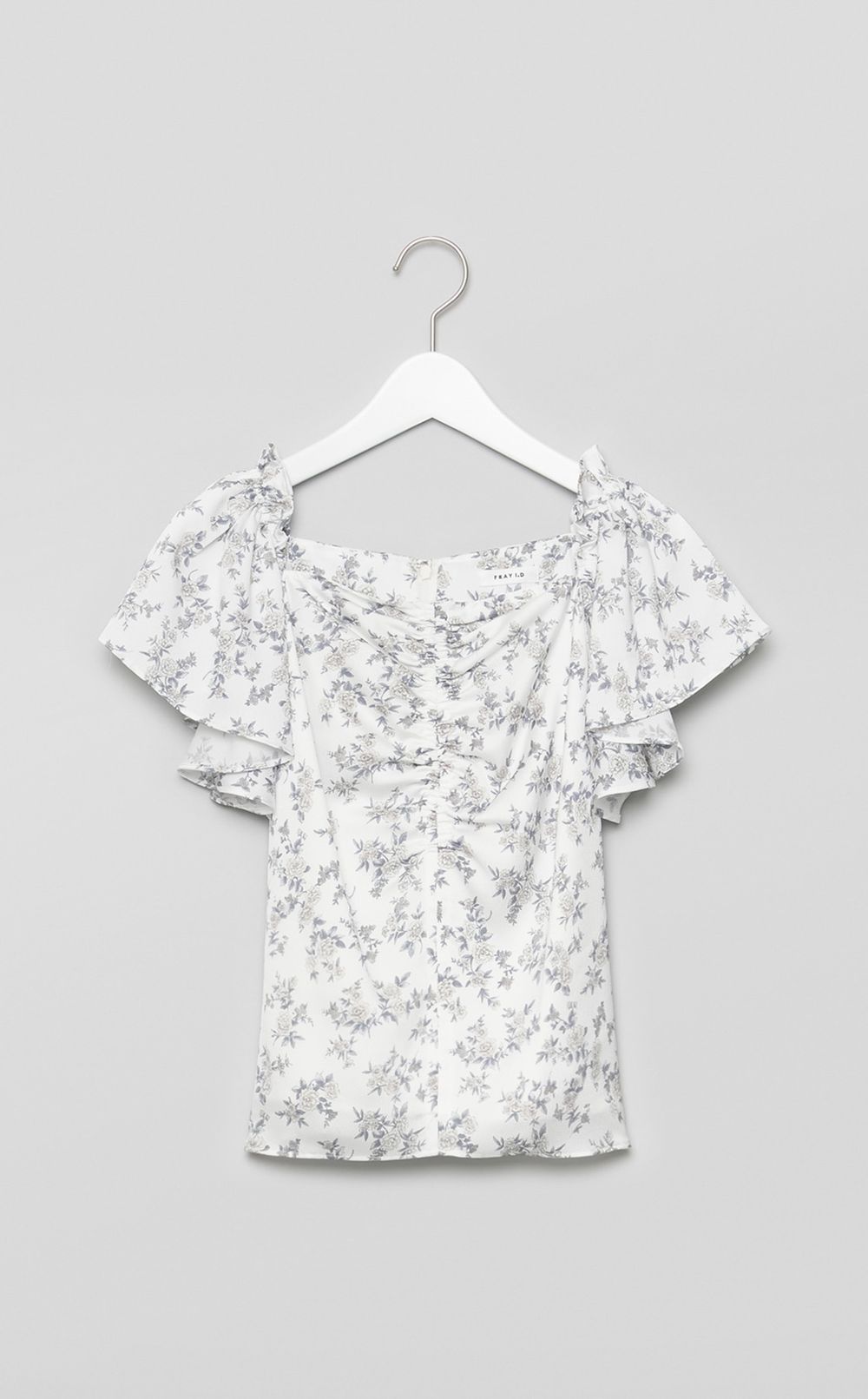 フラワープリントギャザーブラウス