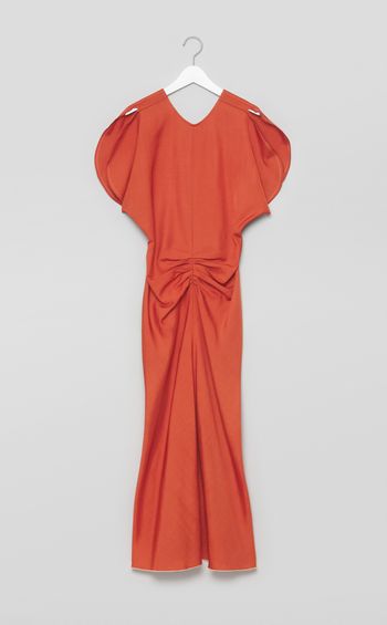 ギャザーウエストミディワンピース