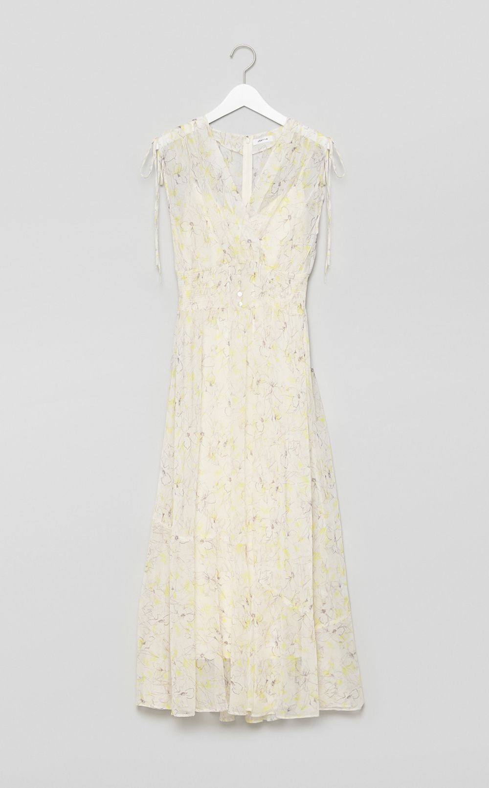 ラインフラワープリントワンピース