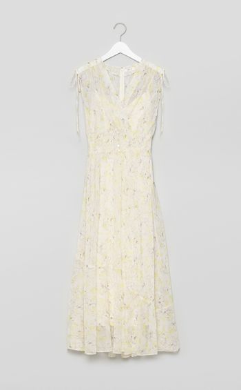 ラインフラワープリントワンピース