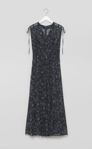 ラインフラワープリントワンピース