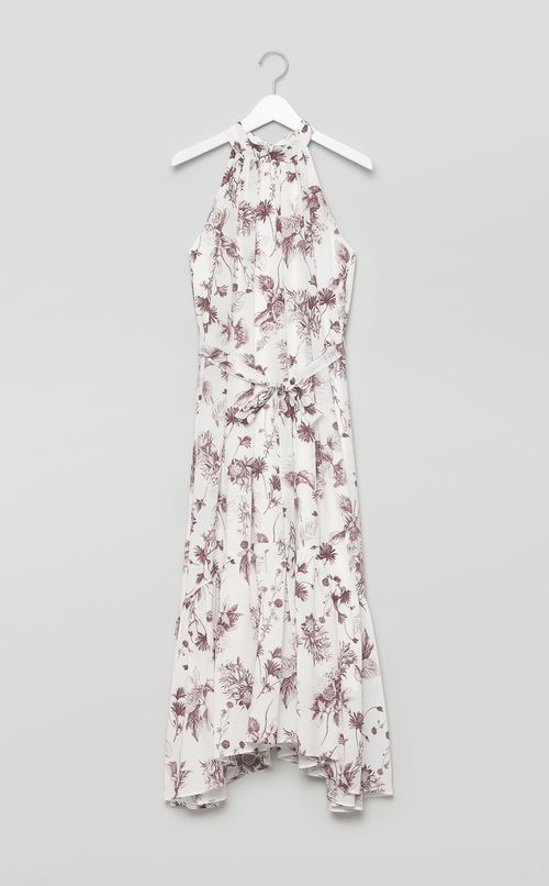 ホルターネックフラワーワンピース