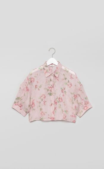 フラワープリントシアーブラウス