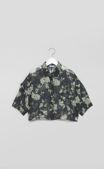 フラワープリントシアーブラウス