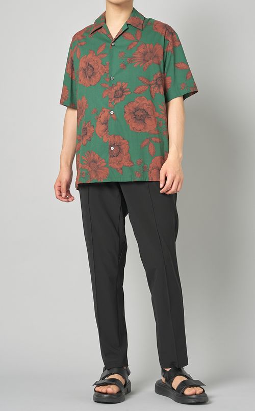 フラワープリントハーフスリーブシャツ