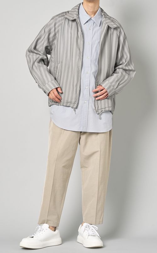 キュプラストライプジップブルゾン