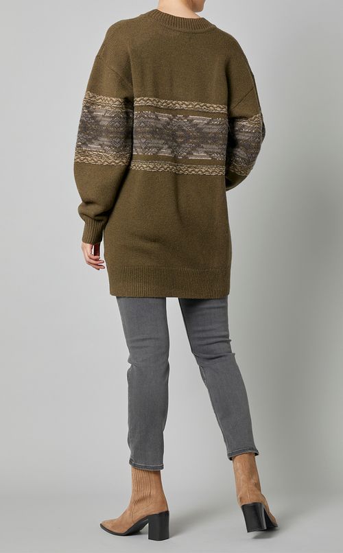 ウールジャガードクルーネックニット