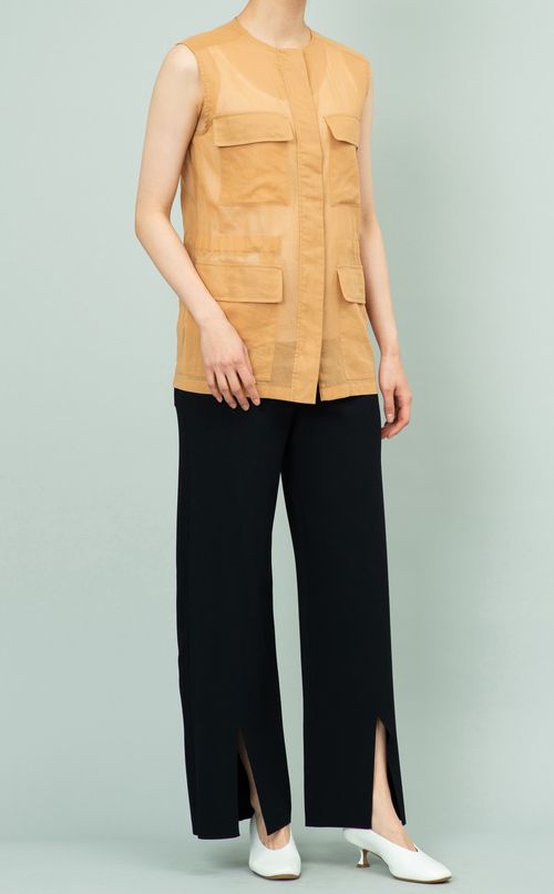 フロントポケットノースリーブブラウス