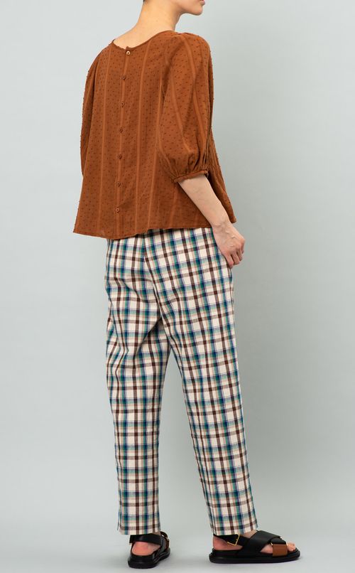 パフスリーブドットブラウス