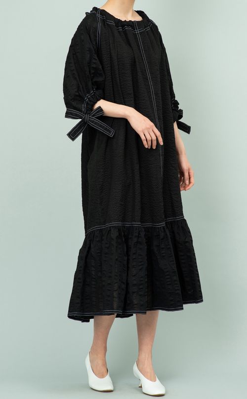 コットンシフォンギャザーワンピース