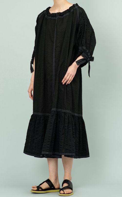 コットンシフォンギャザーワンピース