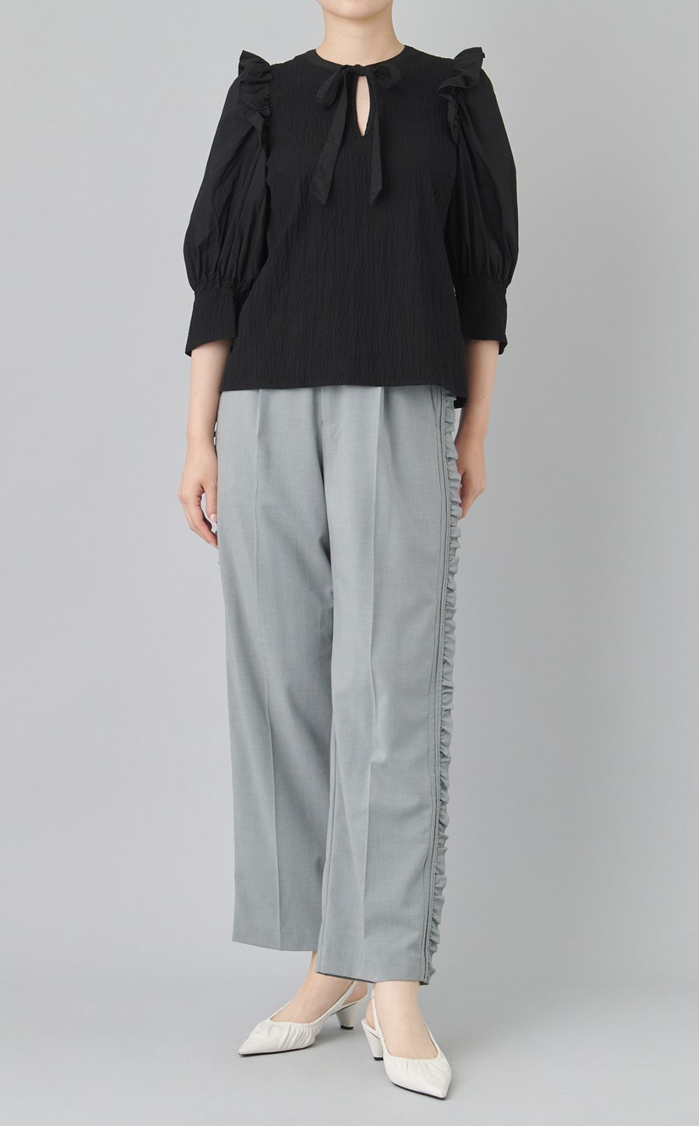 【reADdress】シャーリングフリルブラウス