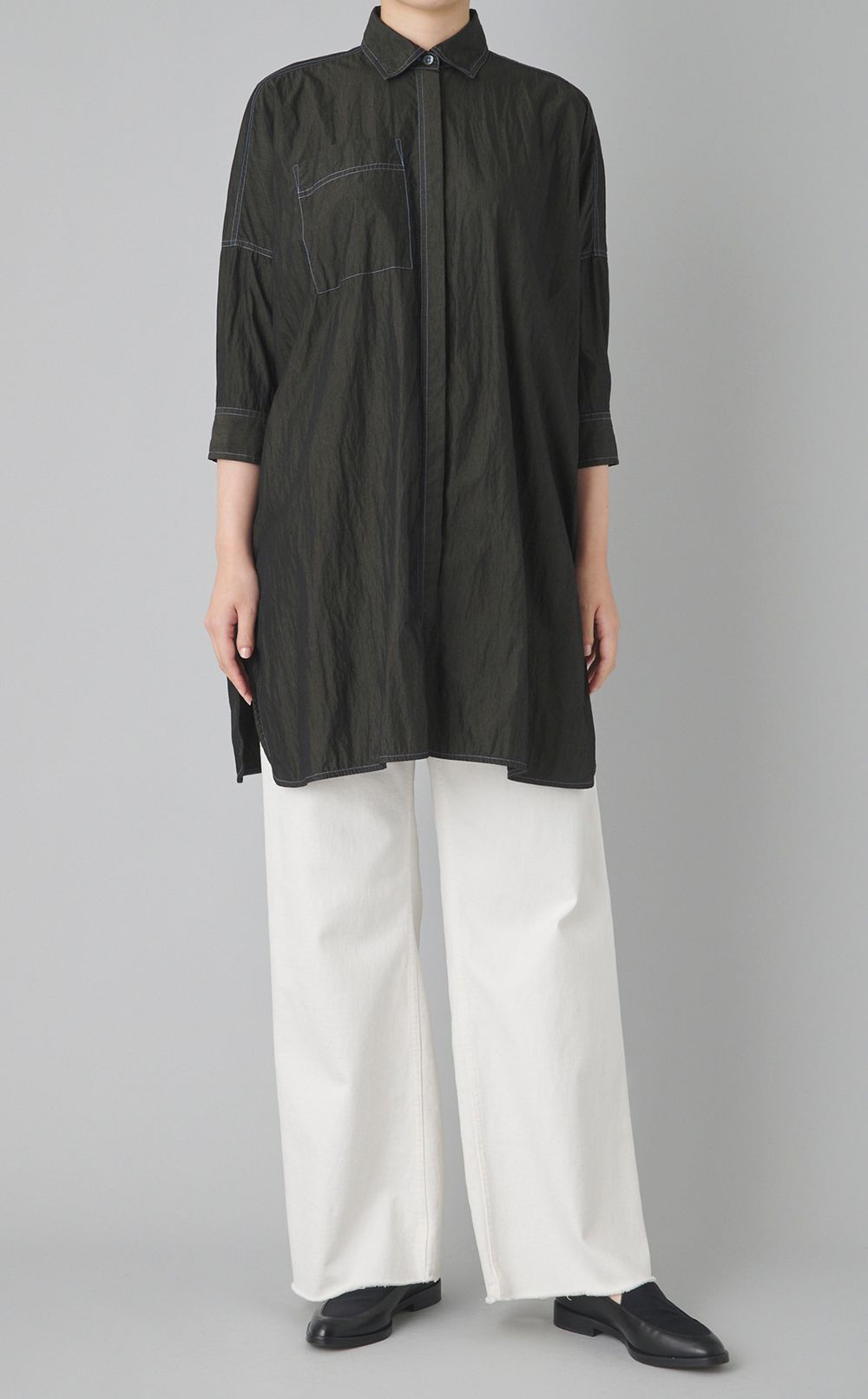【reADdress】ボタンダウンロングシャツ