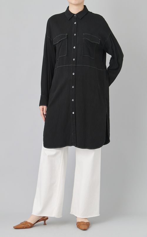 【reADdress】シルクシャツミニワンピース