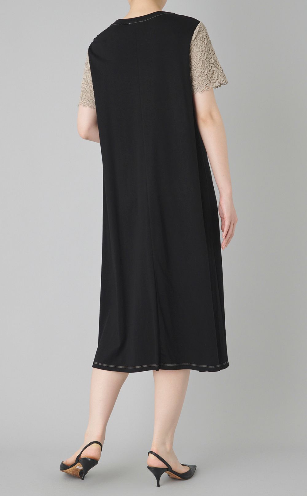 【reADdress】レース切替フレアワンピース