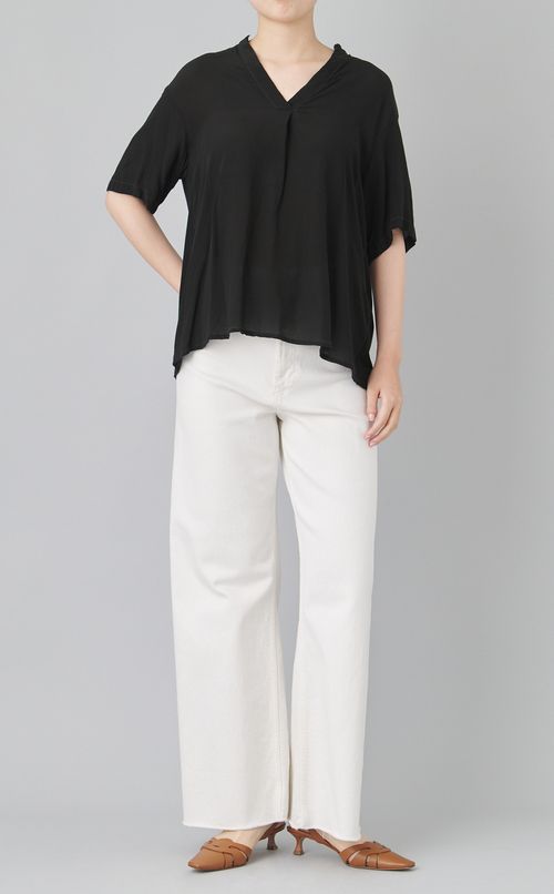 【reADdress】シルクVネックブラウス