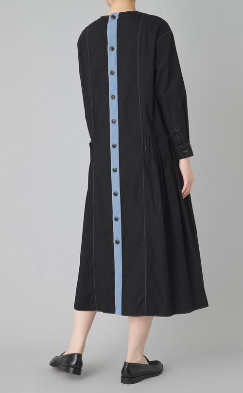 【reADdress】クルーネックギャザーロングワンピース