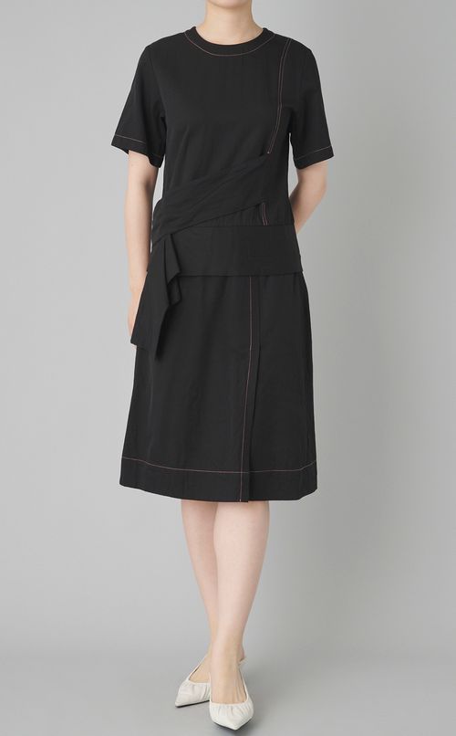 【reADdress】ウエスト切替フレアミディワンピース