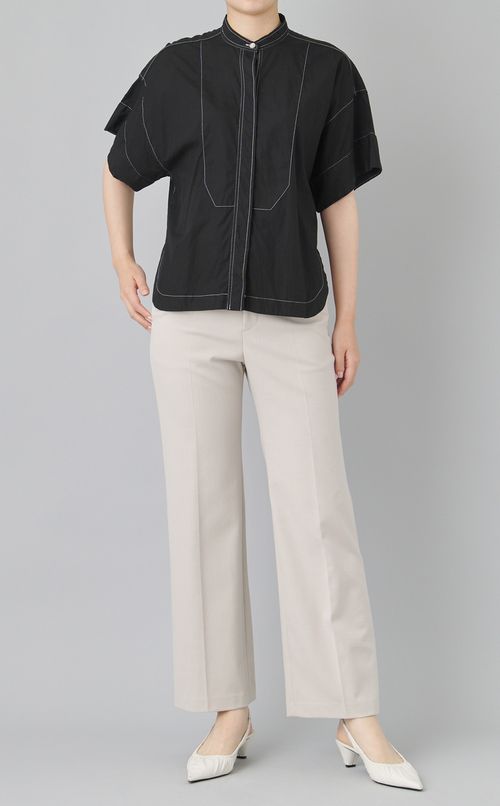 【reADdress】コットンスタンドカラーシャツ