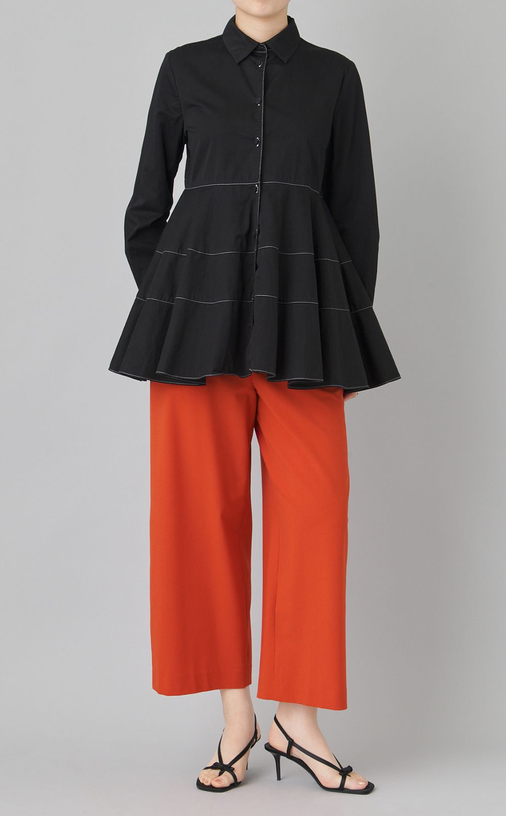 【reADdress】コットンティアードフレアシャツ