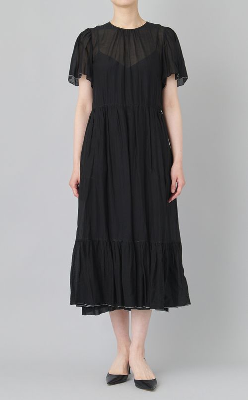 【reADdress】シースルーギャザーミディドレス