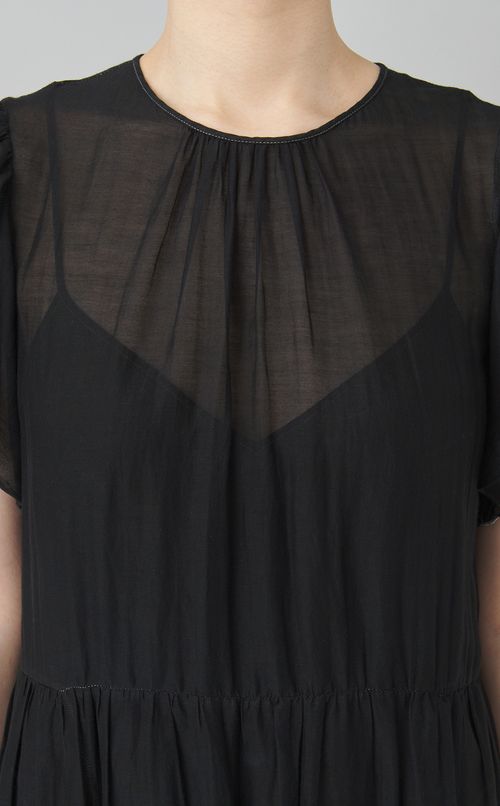 【reADdress】シースルーギャザーミディドレス