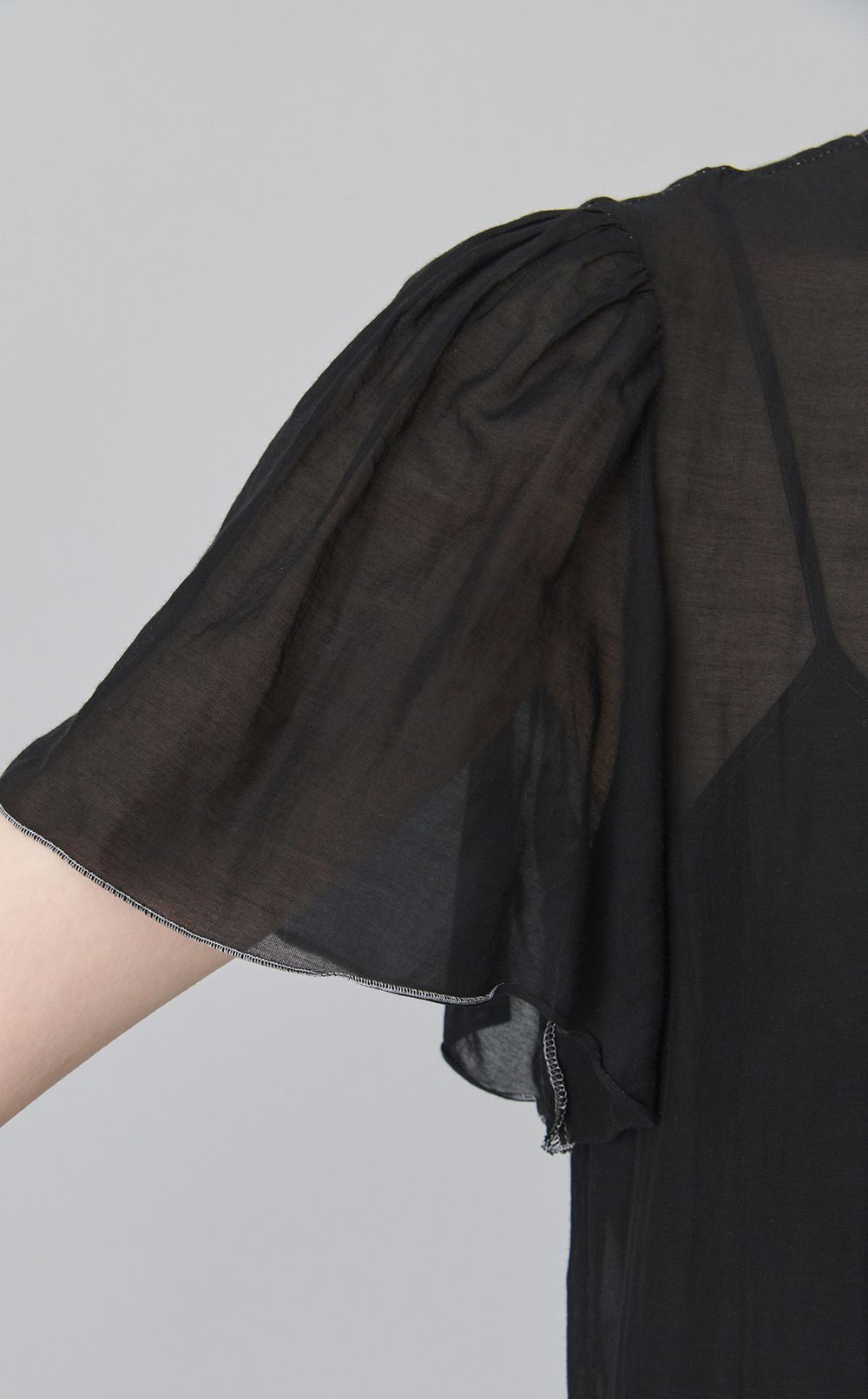 【reADdress】シースルーギャザーミディドレス