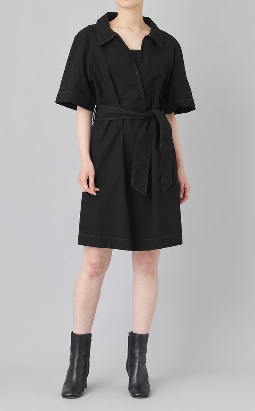 【reADdress】スキッパーベルテッドシャツワンピース