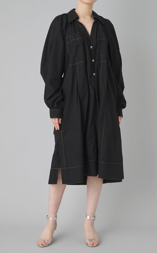 【reADdress】コットンポプリンパフスリーブワンピース