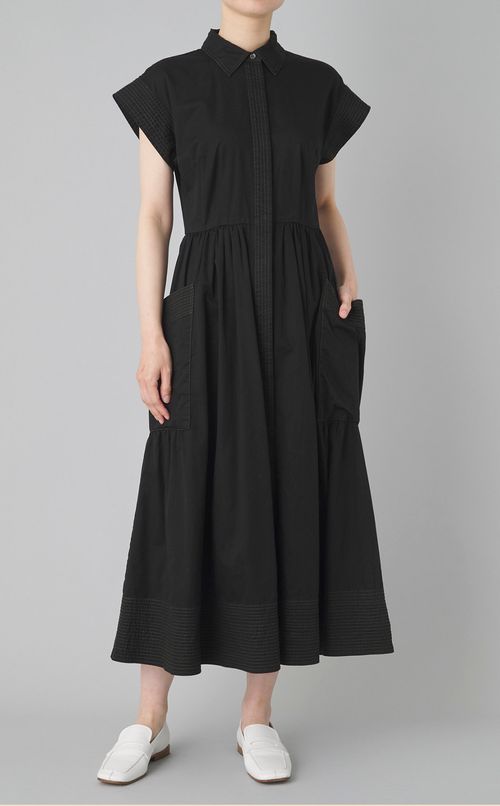 【reADdress】キャップスリーブロングシャツワンピース