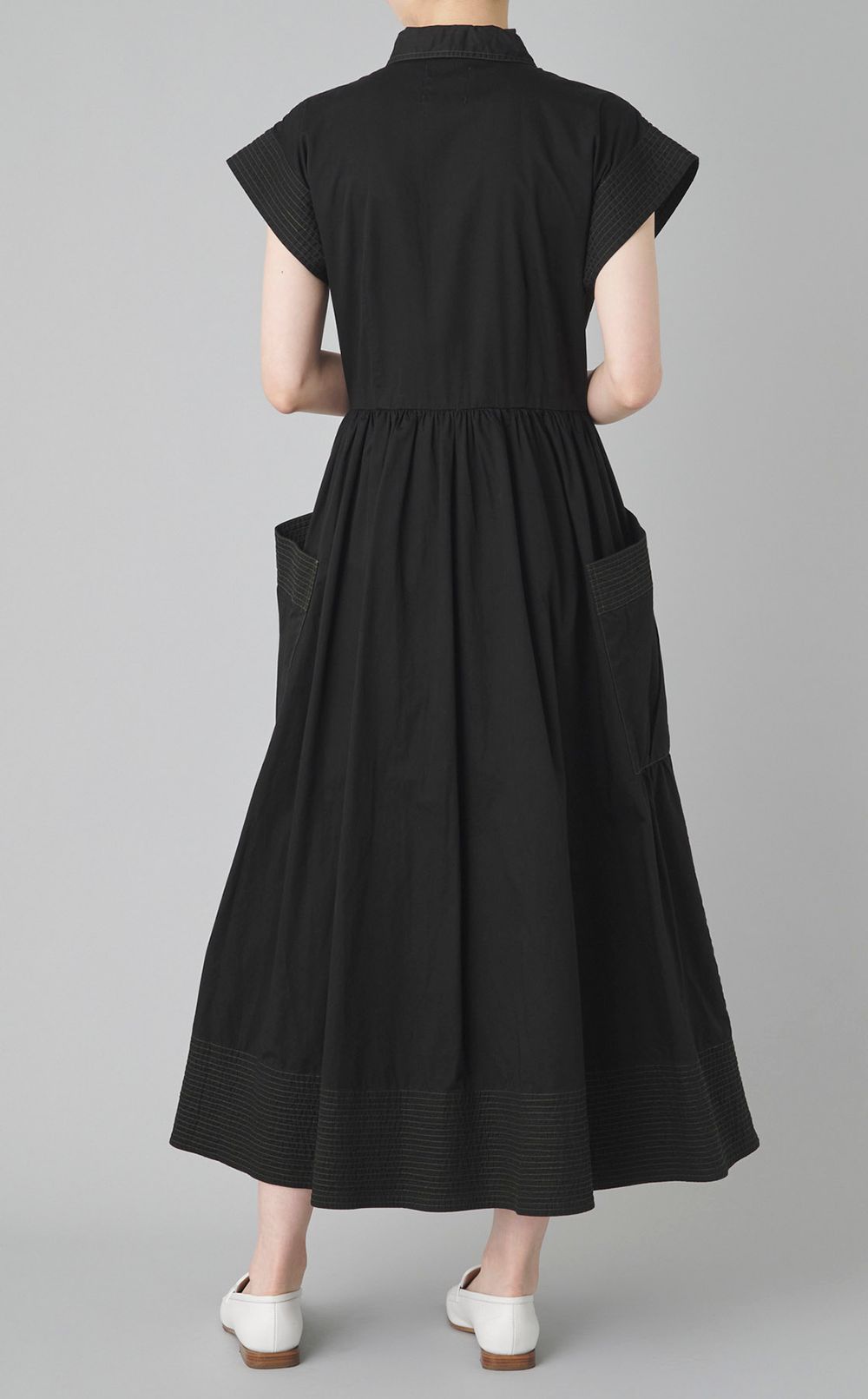 【reADdress】キャップスリーブロングシャツワンピース