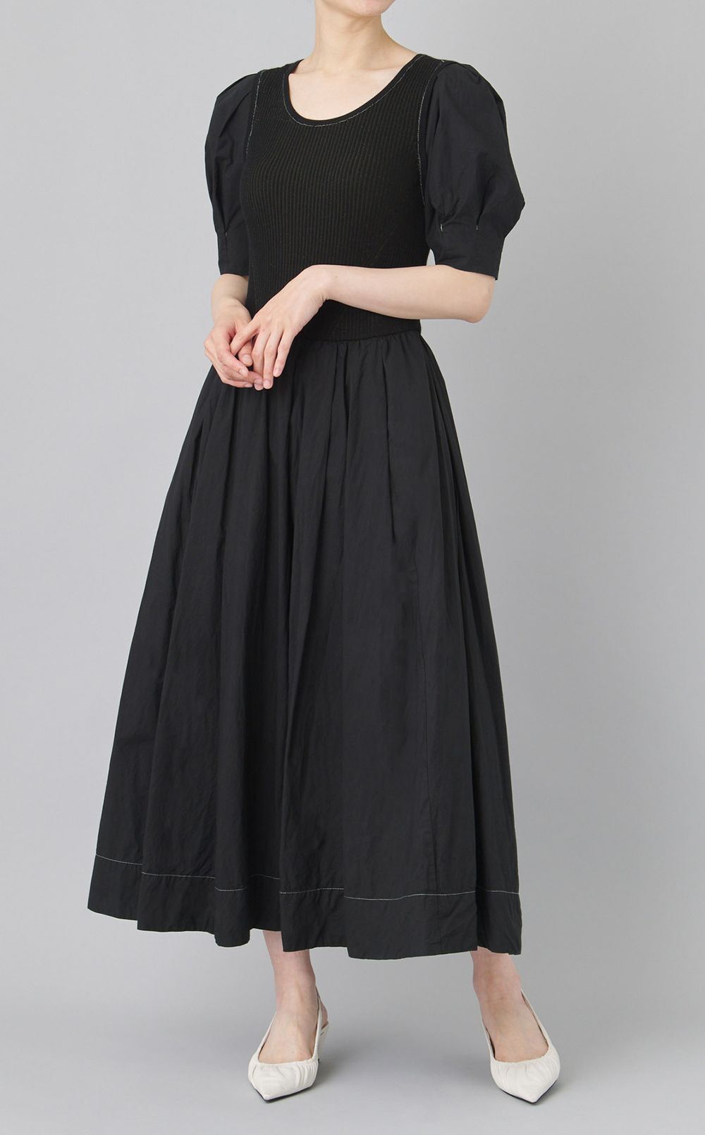 【reADdress】ニットコンビフレアワンピース