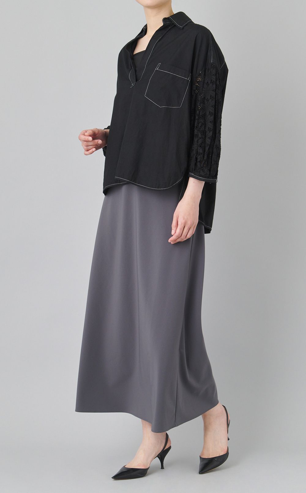 【reADdress】レースバルーンスリーブシャツ